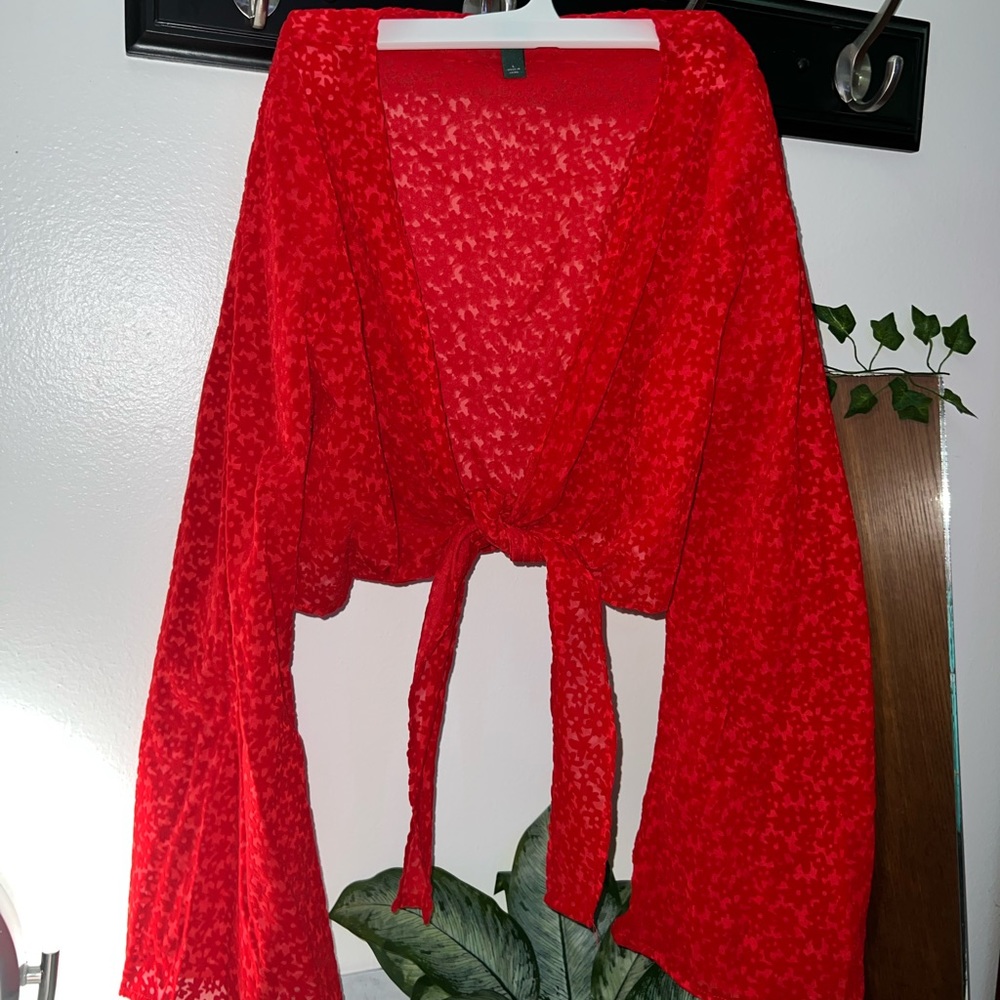Wild Fable Tie Front Velvet Top
